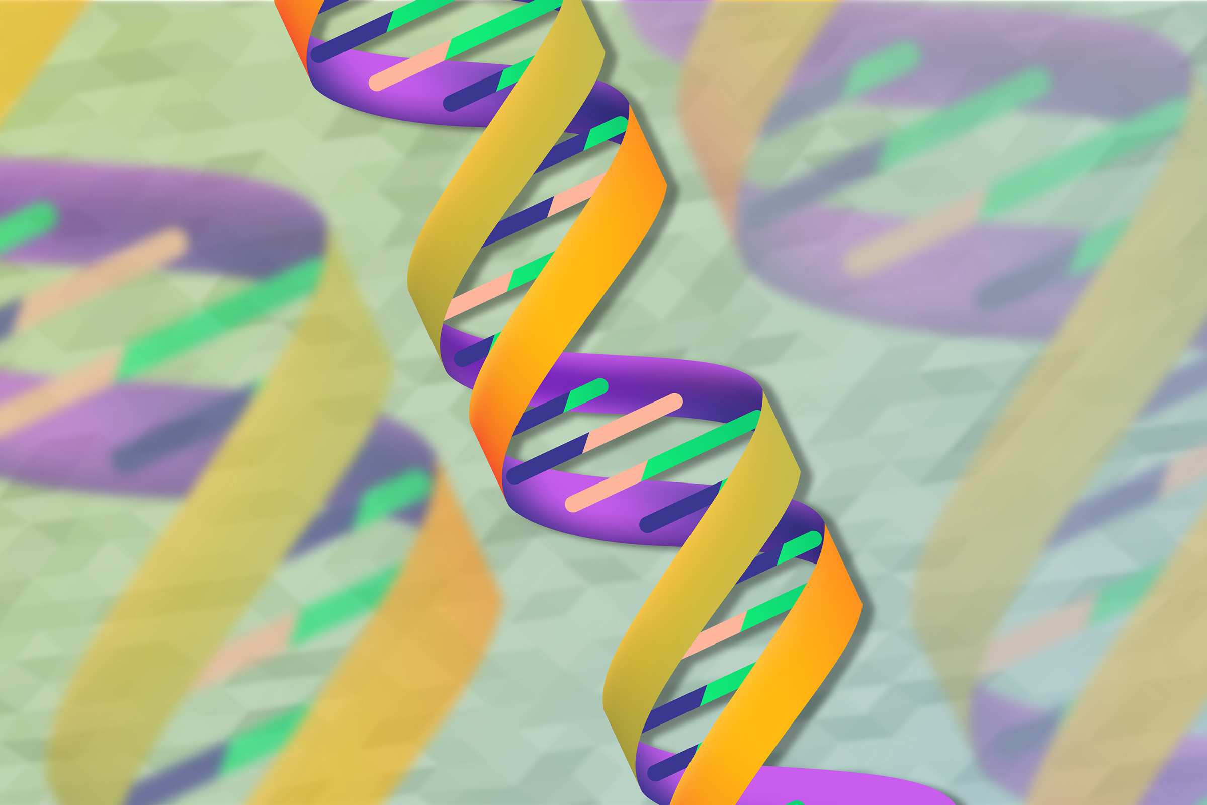 Illustration of a DNA helix in different colors