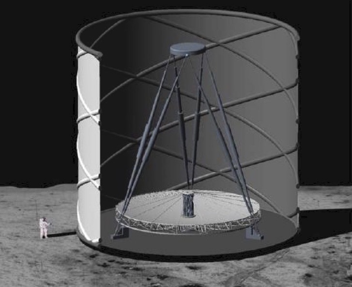 A cylinder-shaped telescope on the surface of the moon